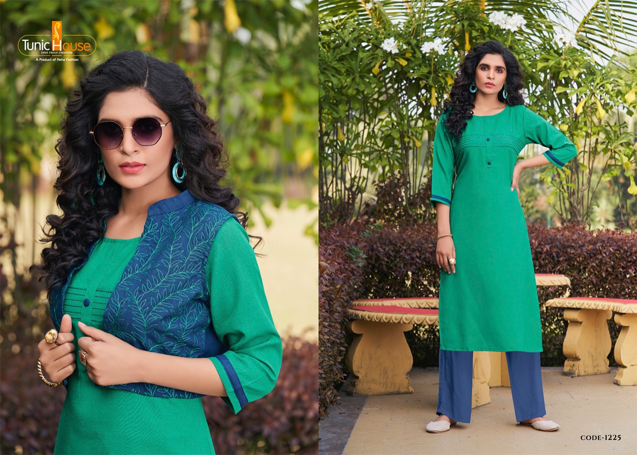 Tunic House Nutan Jacket Designer Kurti With Jacket Catalouge