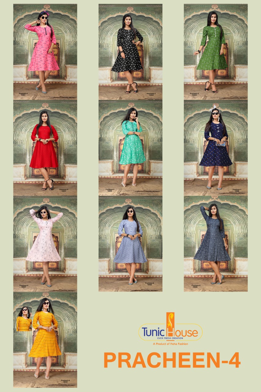 Tunic House Pracheen-4 Rayon Print Kurti Catalouges