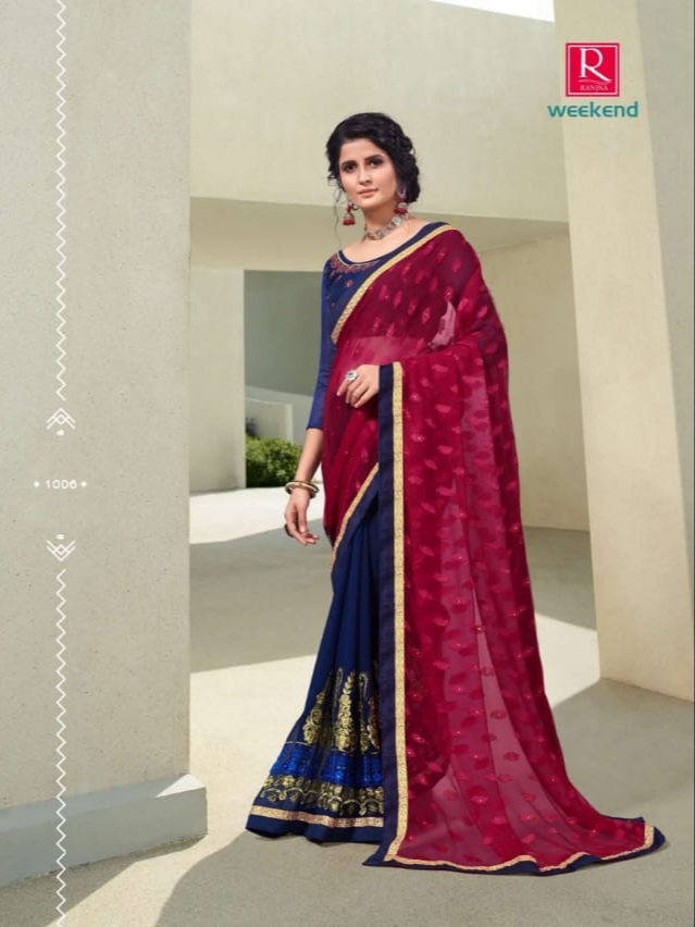 Ranjna Weekend Catalogue Half Half Saree Work Blouse Amazing Collection