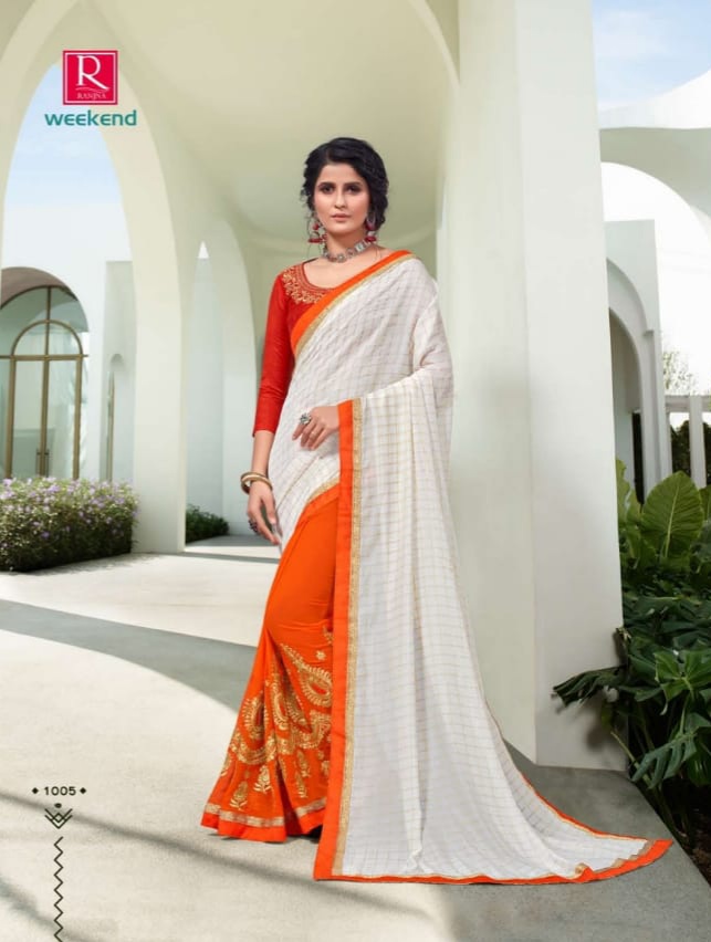 Ranjna Weekend Catalogue Half Half Saree Work Blouse Amazing Collection
