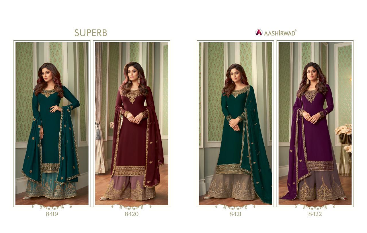 Aashirwad Superb 8419 Series Embroidery Salwar Kameez Catalog