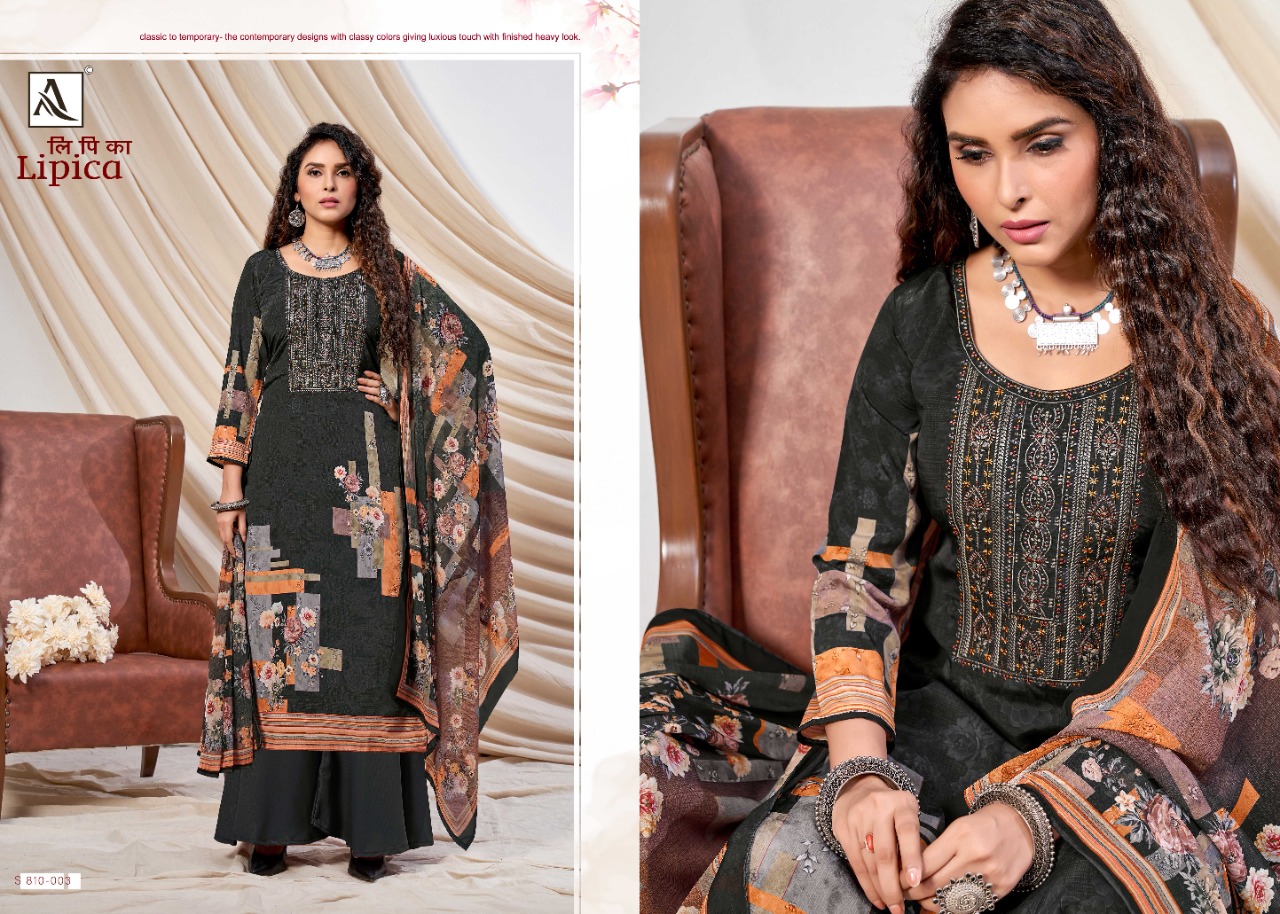 Alok Lipika Digital Print With Embroidery Work Dress Material Catalog