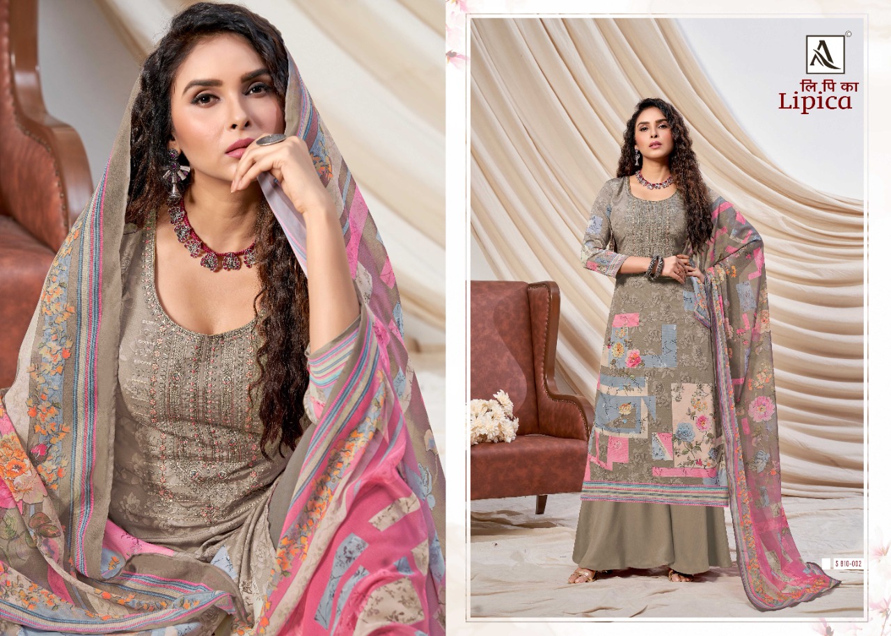 Alok Lipika Digital Print With Embroidery Work Dress Material Catalog