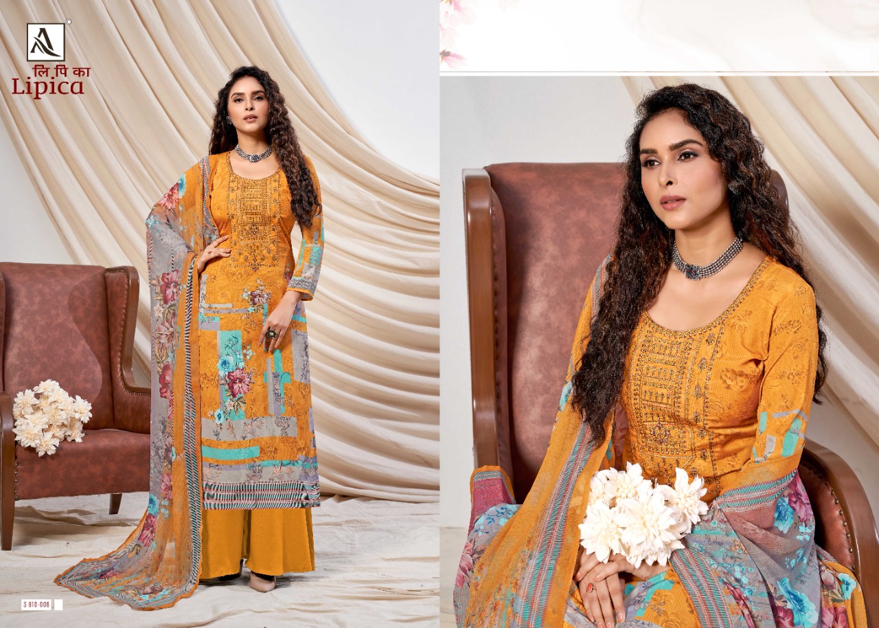 Alok Lipika Digital Print With Embroidery Work Dress Material Catalog