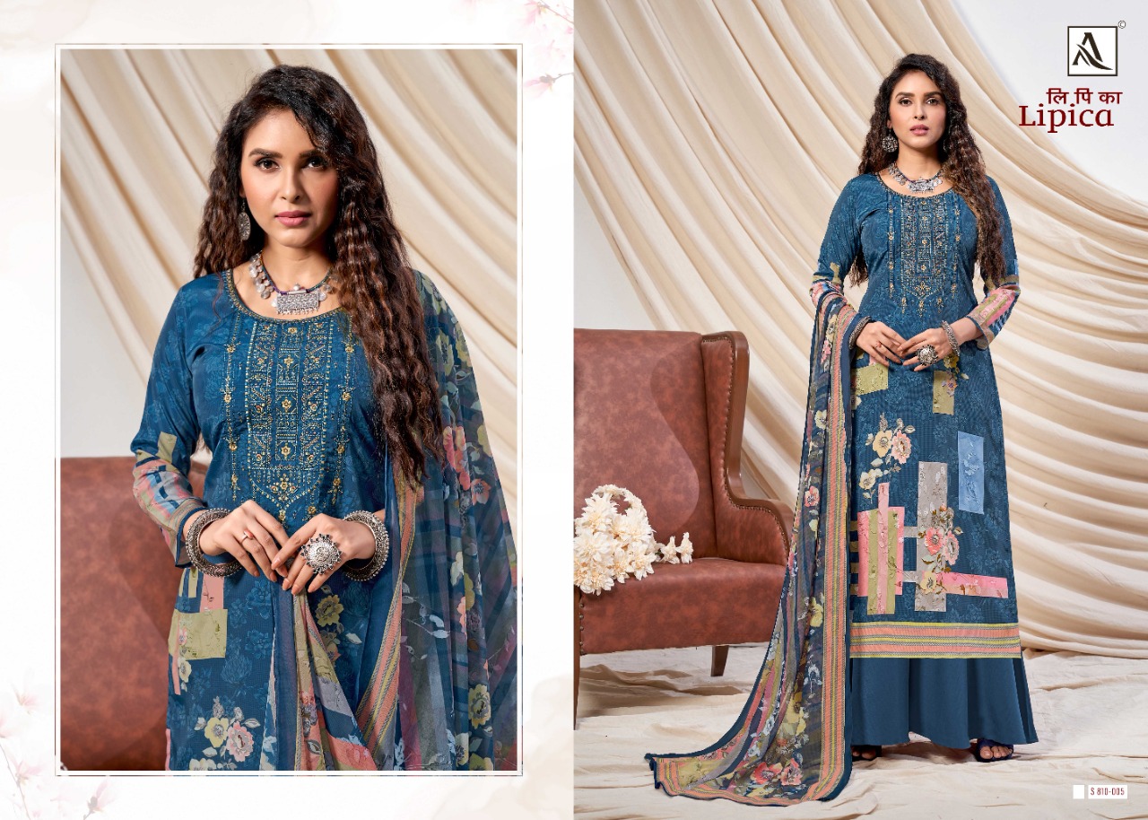 Alok Lipika Digital Print With Embroidery Work Dress Material Catalog