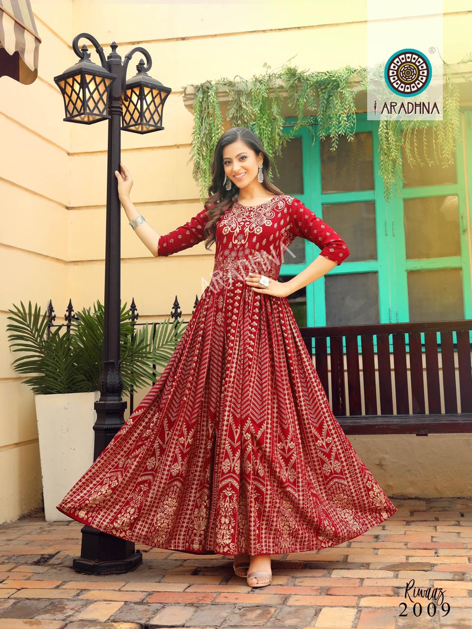 Aradhna Riwaaz  Vol 2 Rayon Fancy Ethnic Wear Long  Kurti Catalogue