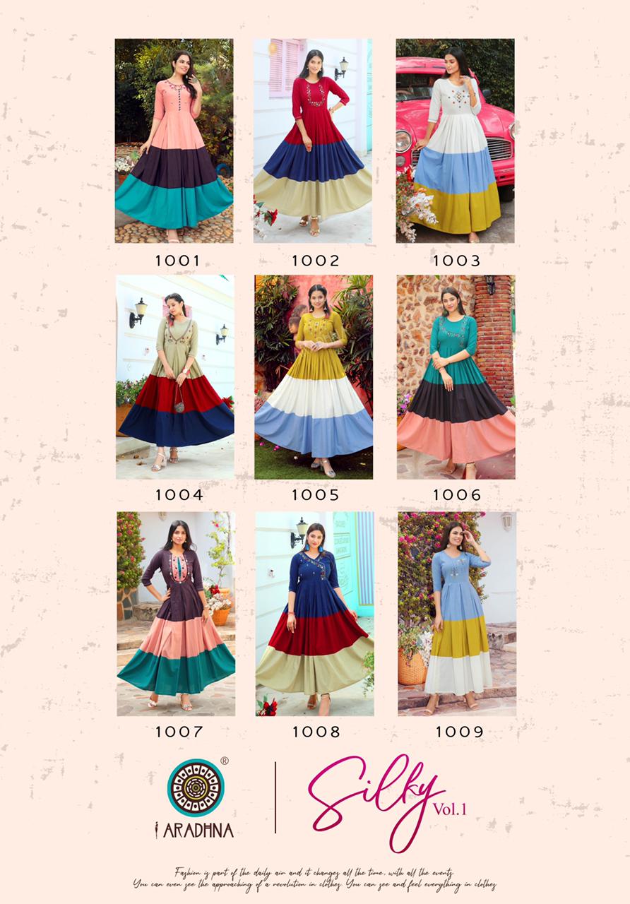 Aradhna Silky Vol 1 Designer Cotton Party Wear Kurti Catalog