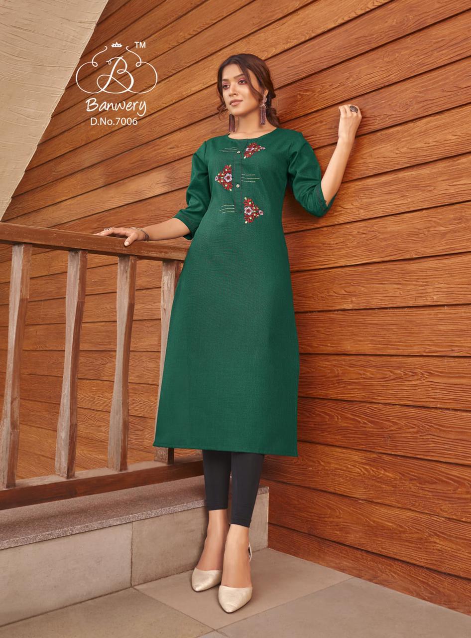 Banwery Blend Vol 7 Fancy Cotton Embroidery Kurti  Catalog