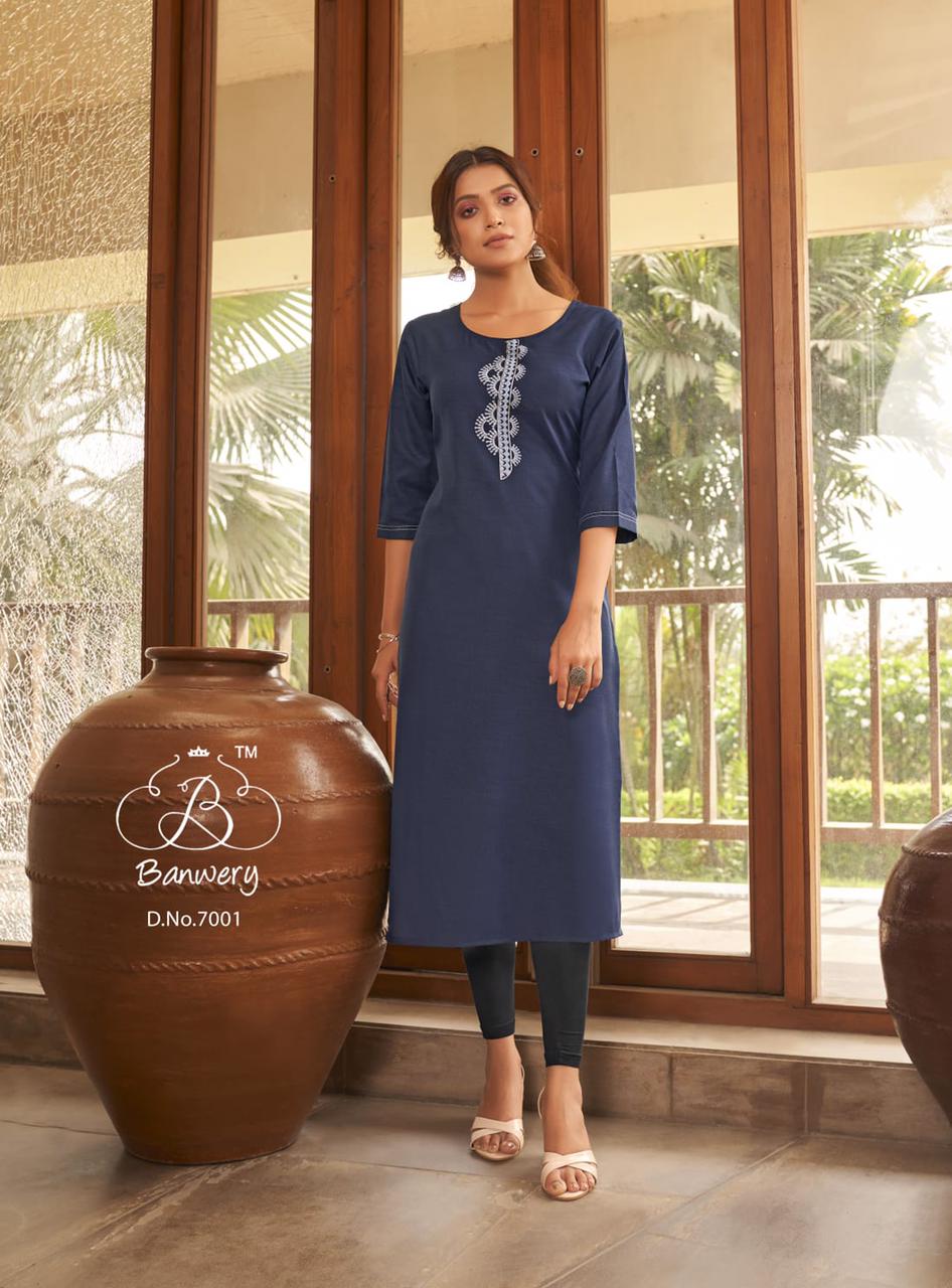 Banwery Blend Vol 7 Fancy Cotton Embroidery Kurti  Catalog