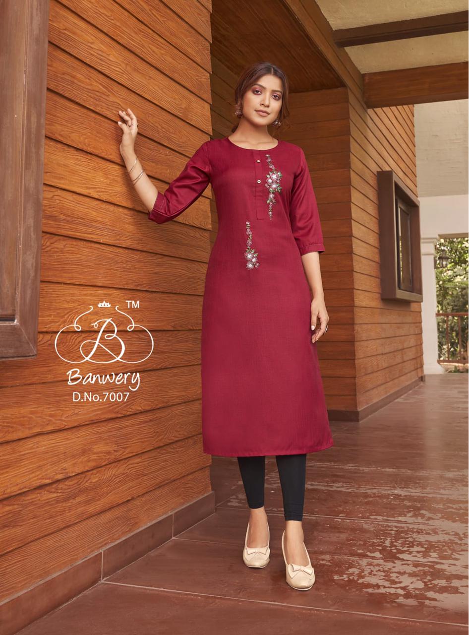 Banwery Blend Vol 7 Fancy Cotton Embroidery Kurti  Catalog
