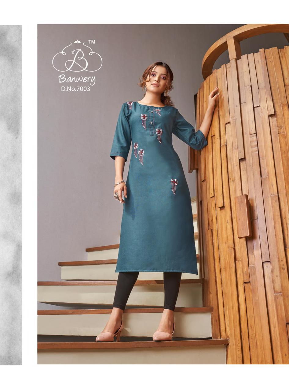 Banwery Blend Vol 7 Fancy Cotton Embroidery Kurti  Catalog