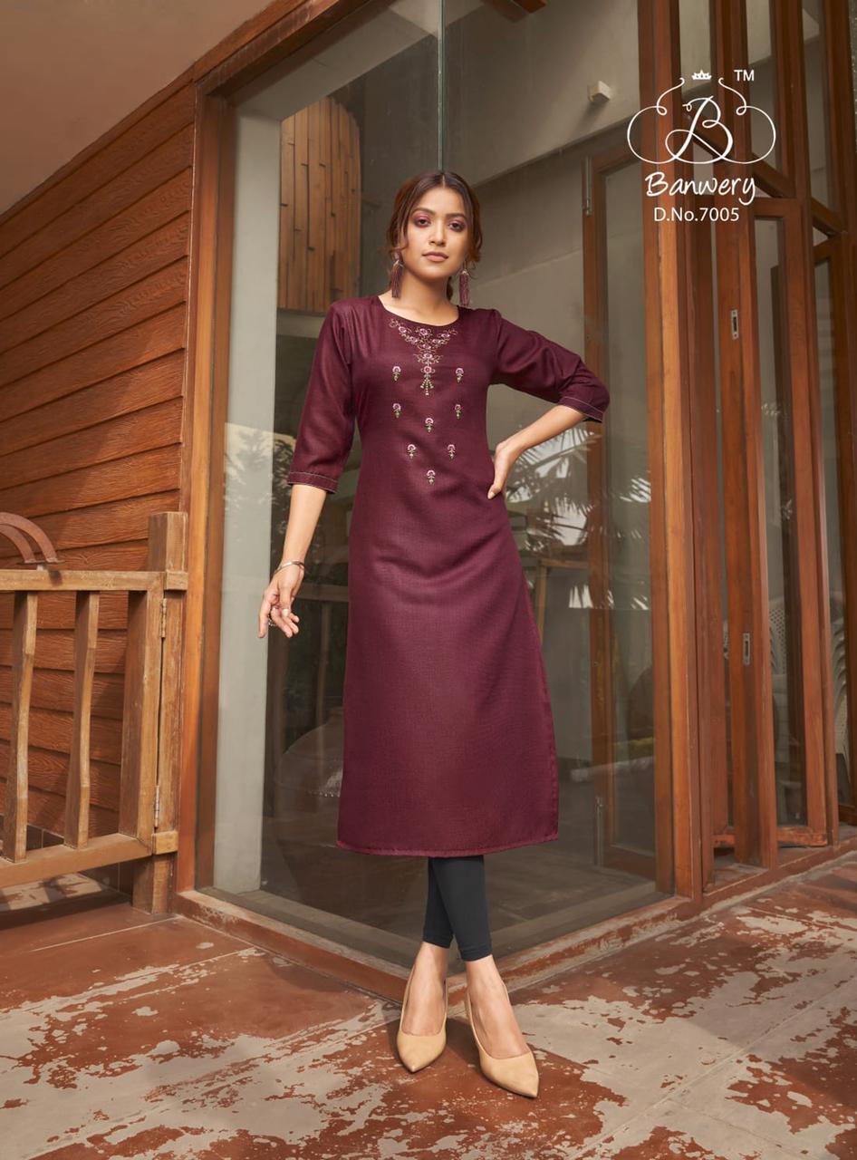 Banwery Blend Vol 7 Fancy Cotton Embroidery Kurti  Catalog