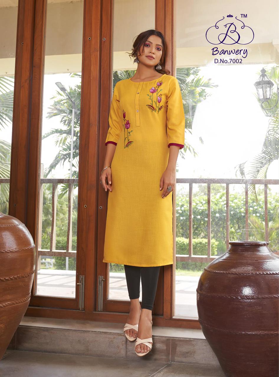 Banwery Blend Vol 7 Fancy Cotton Embroidery Kurti  Catalog