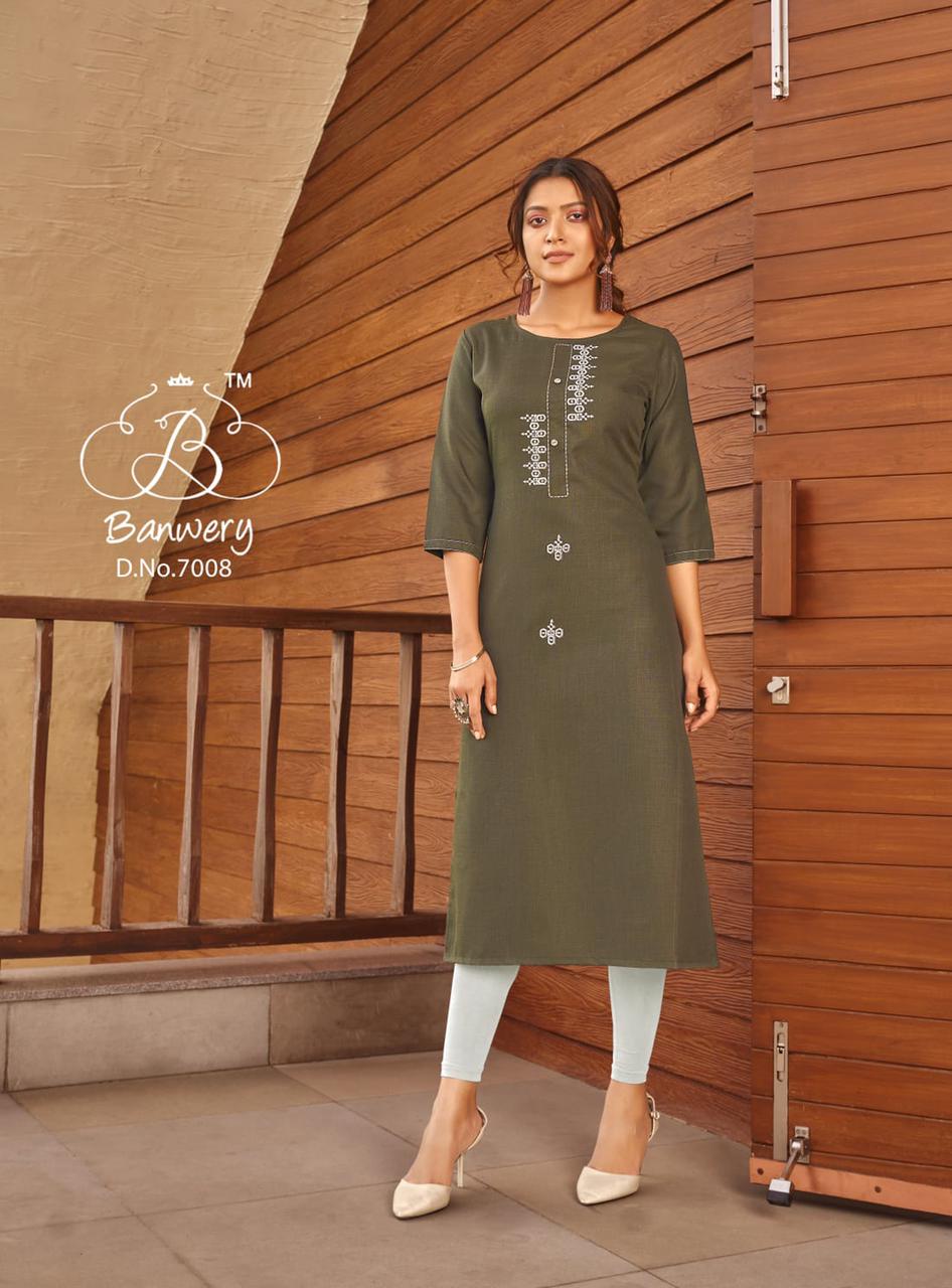 Banwery Blend Vol 7 Fancy Cotton Embroidery Kurti  Catalog