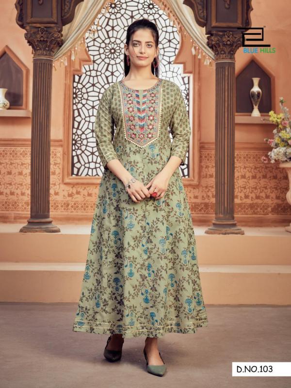 Blue Hills Ada Designer Cotton Anarkali Long Kurti Catalog