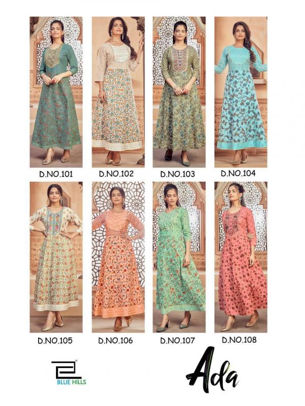 Blue Hills Ada Designer Cotton Anarkali Long Kurti Catalog