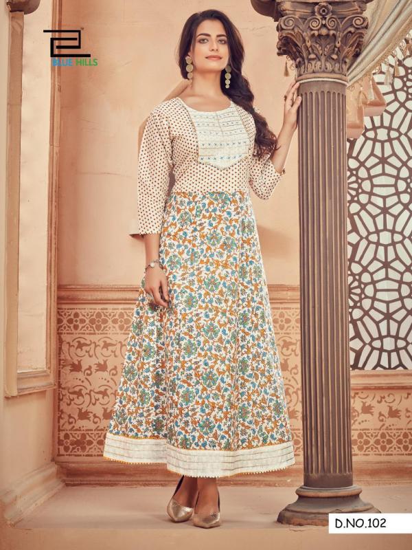 Blue Hills Ada Designer Cotton Anarkali Long Kurti Catalog