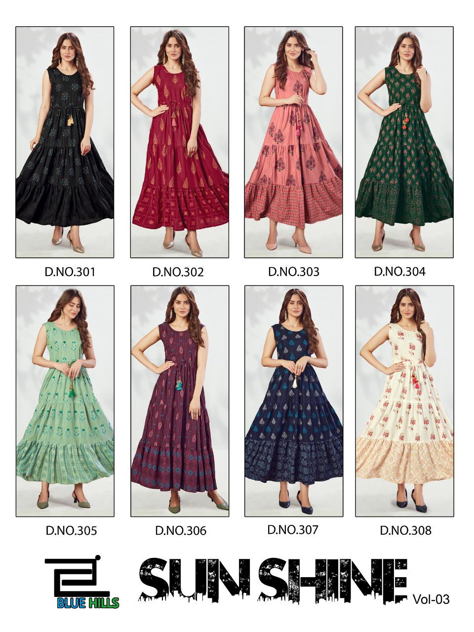 Blue Hills Sun Shine Vol 3 Designer Long Printed Kurti  Catalog
