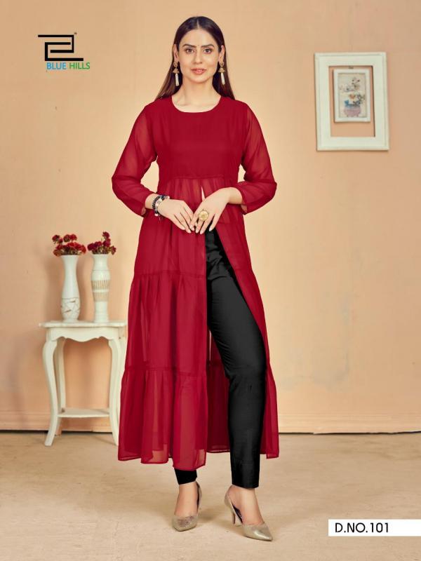 Blue Hills Tokyo Georgette Fancy Kurti Designer Long Kurtis Catalog