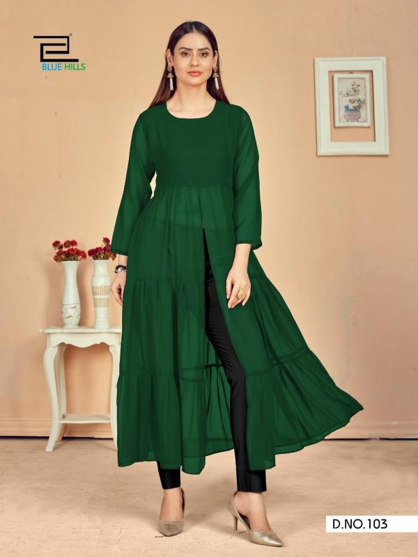 Blue Hills Tokyo Georgette Fancy Kurti Designer Long Kurtis Catalog