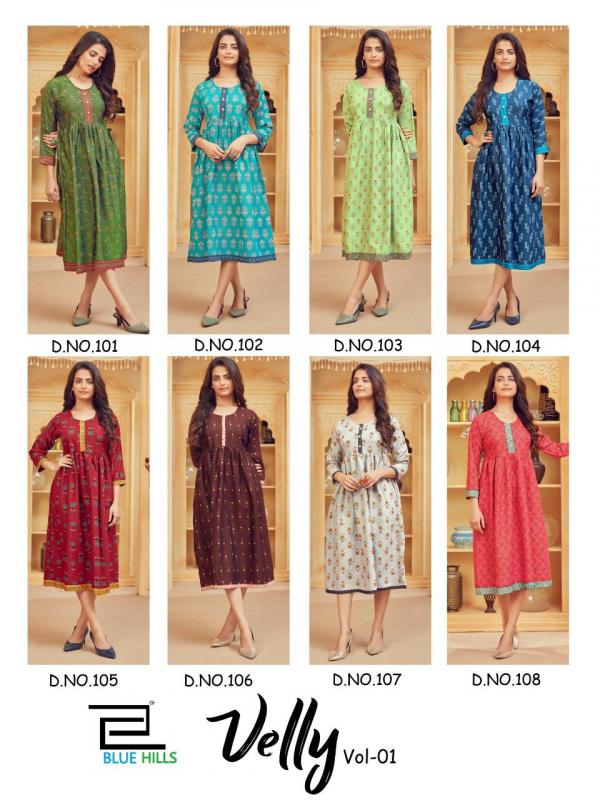 Blue Hills Velly Vol 1 Rayon Designer Casual Kurti Catalog