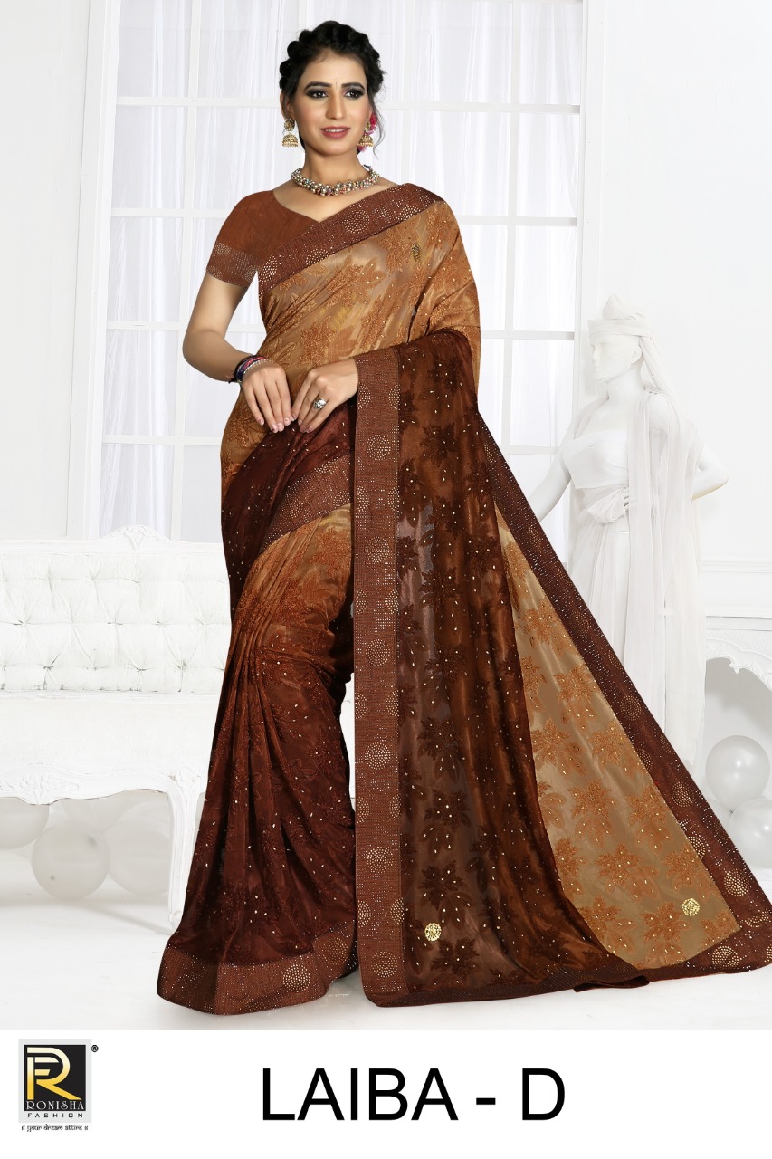 Ranjna Laiba Siroski Border Heavy Diamond Party Wear Saree Collection