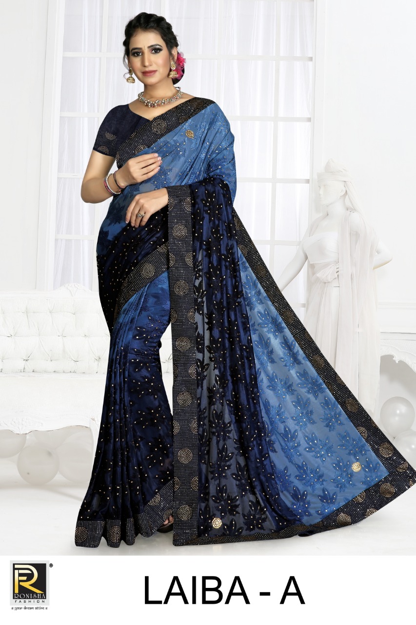 Ranjna Laiba Siroski Border Heavy Diamond Party Wear Saree Collection