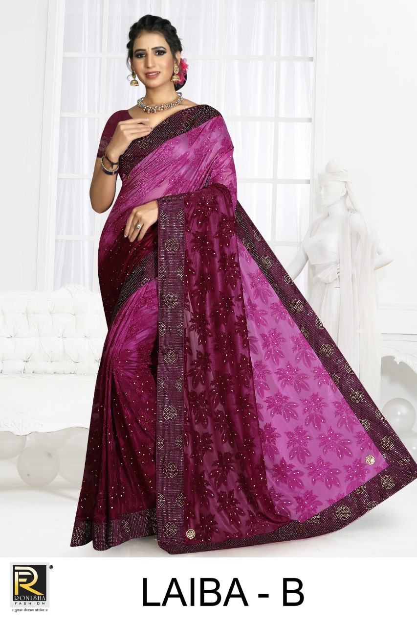 Ranjna Laiba Siroski Border Heavy Diamond Party Wear Saree Collection