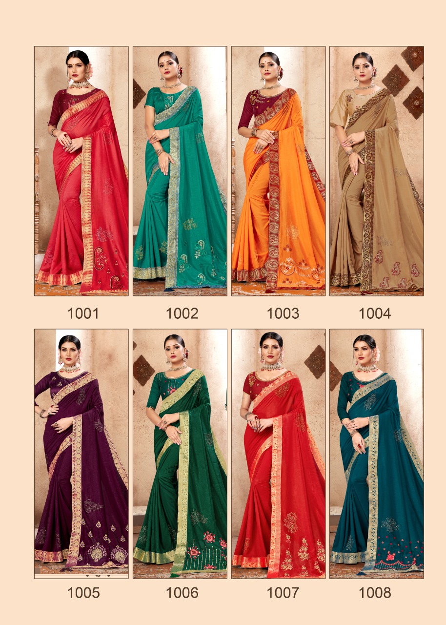 Ranjna Kavira Fancy Border Work Blouse Siroski Butta Designer Saree Collection