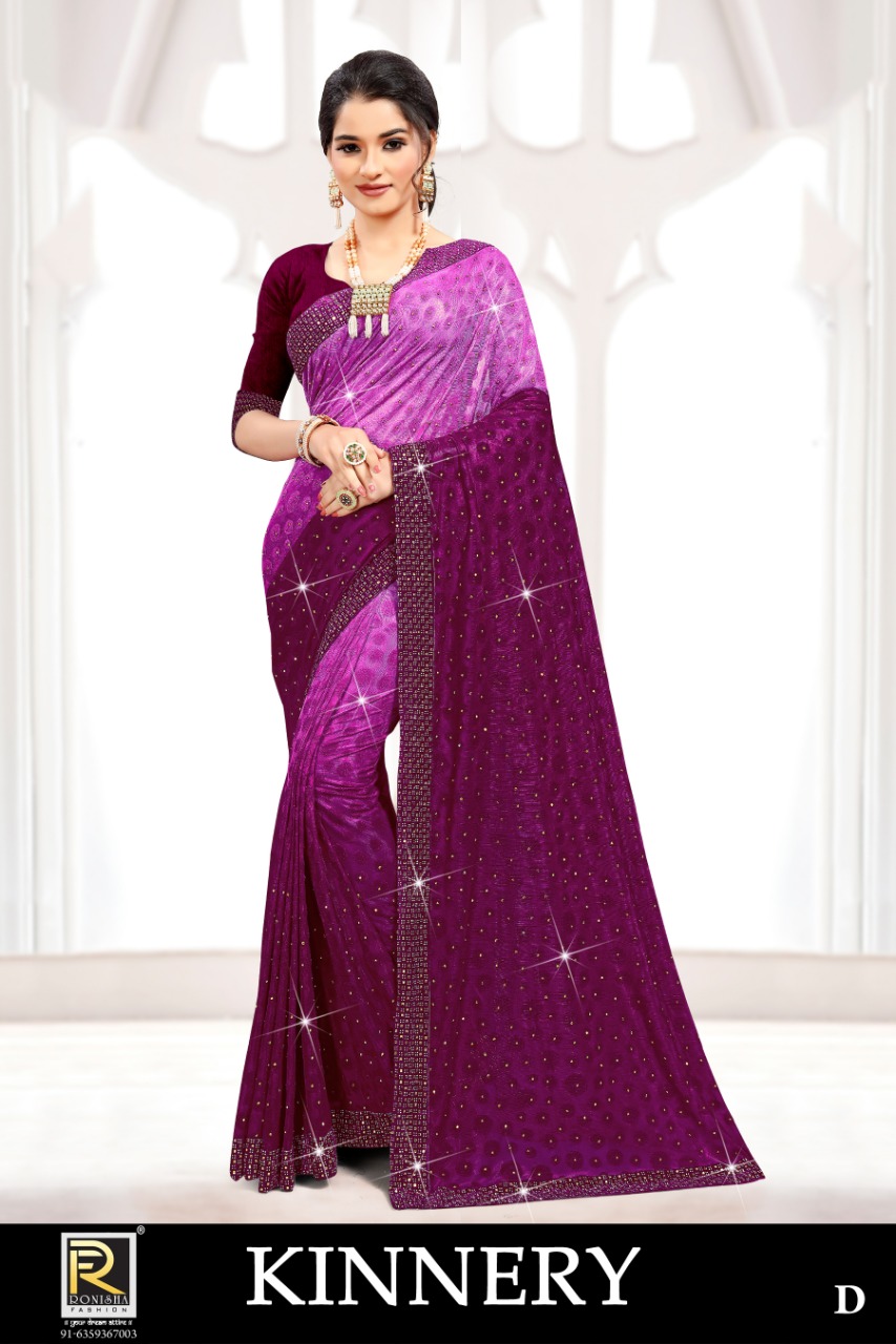 Ranjna Kinnery Siroski Border Heavy Diamond Designer Brasso Sarees Collection