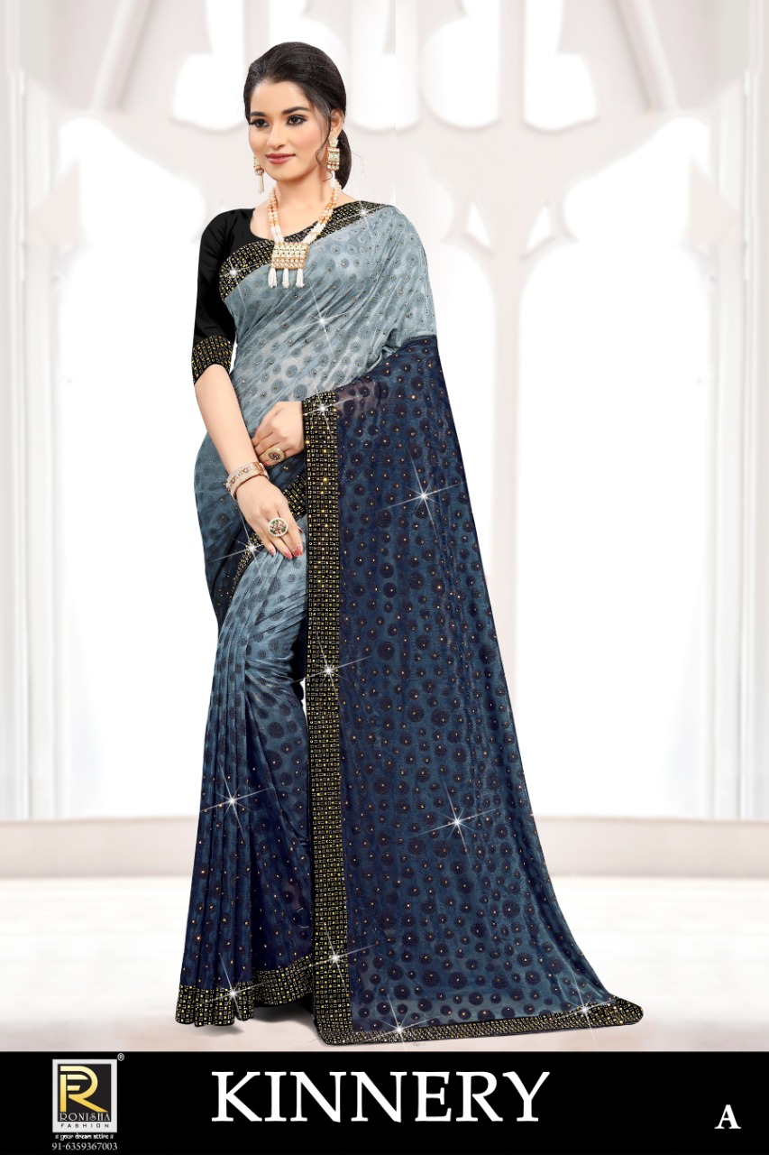 Ranjna Kinnery Siroski Border Heavy Diamond Designer Brasso Sarees Collection