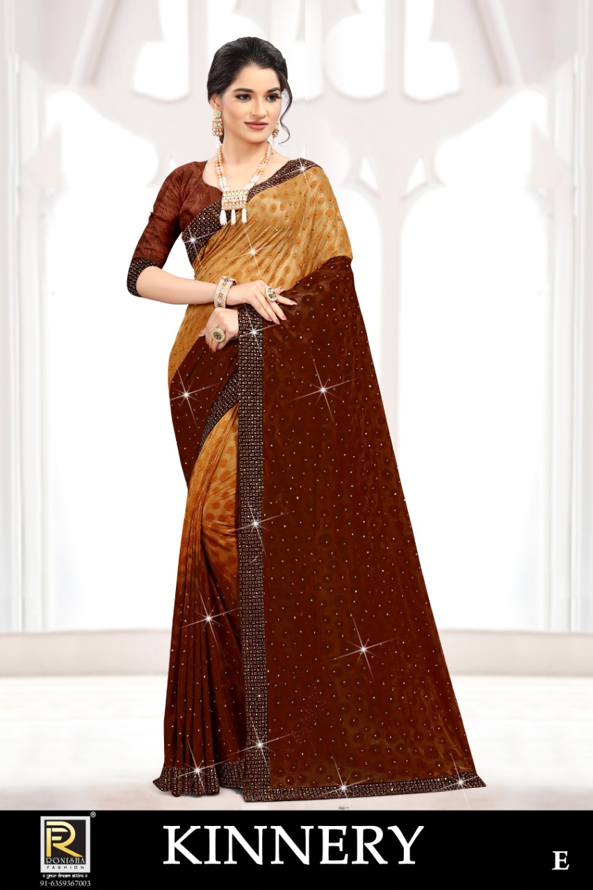 Ranjna Kinnery Siroski Border Heavy Diamond Designer Brasso Sarees Collection