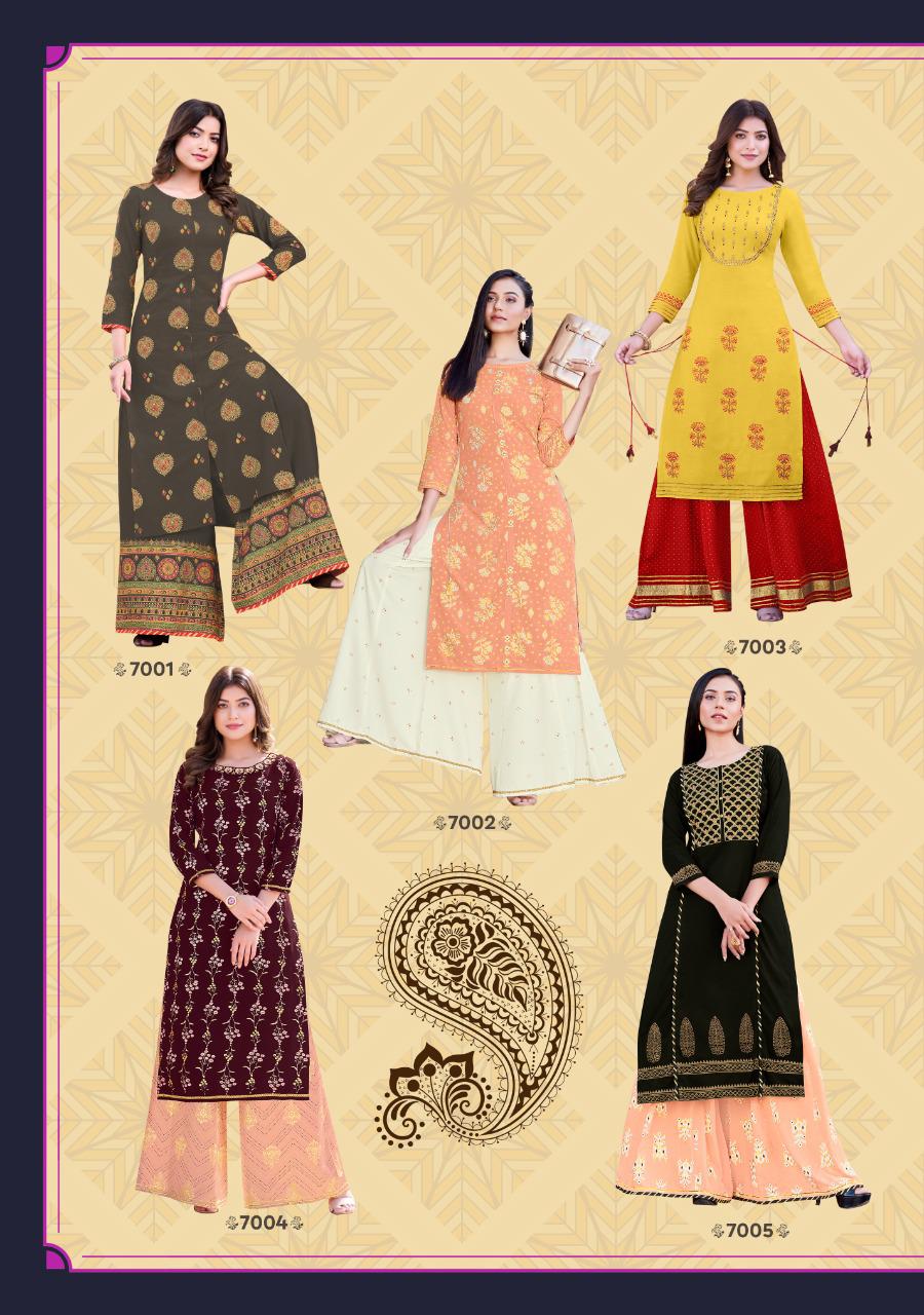 Kajal Style Fashion Label Vol 7 Designer Rayon Embroidery Kurti With Plazzo Catalog