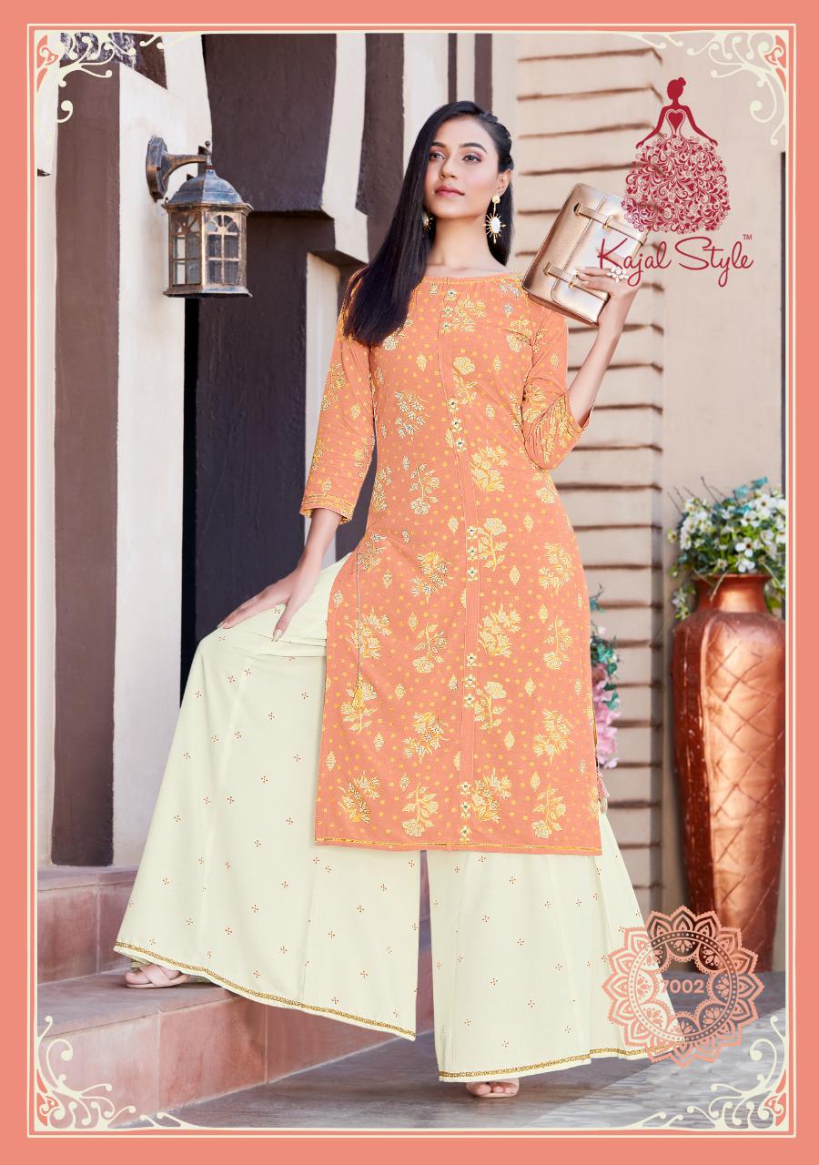 Kajal Style Fashion Label Vol 7 Designer Rayon Embroidery Kurti With Plazzo Catalog