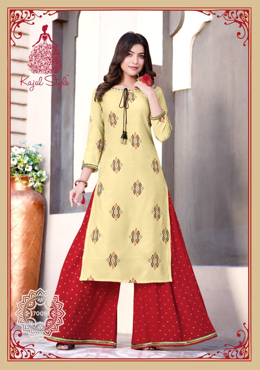 Kajal Style Fashion Label Vol 7 Designer Rayon Embroidery Kurti With Plazzo Catalog