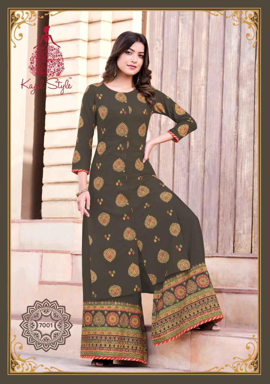 Kajal Style Fashion Label Vol 7 Designer Rayon Embroidery Kurti With Plazzo Catalog