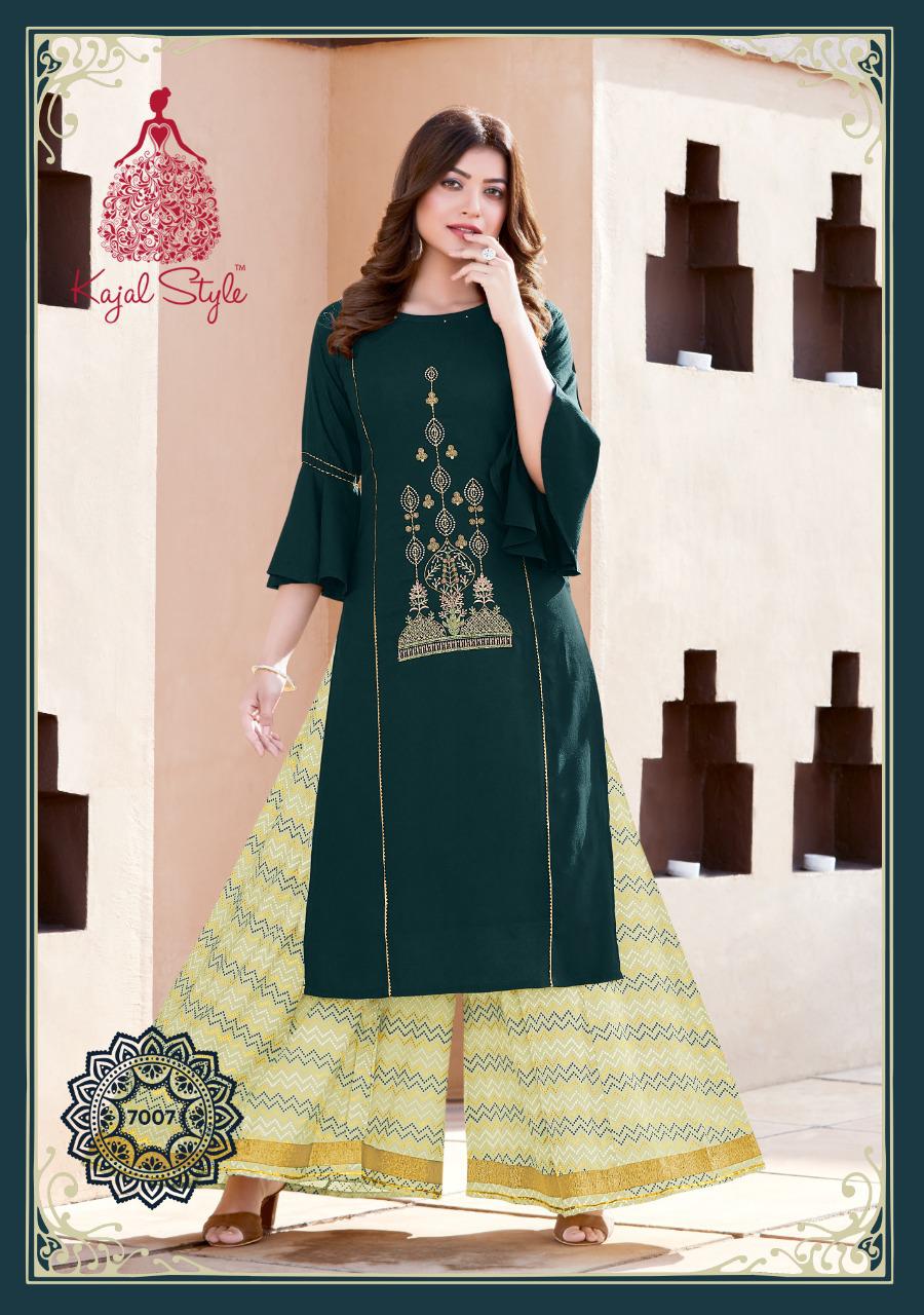 Kajal Style Fashion Label Vol 7 Designer Rayon Embroidery Kurti With Plazzo Catalog