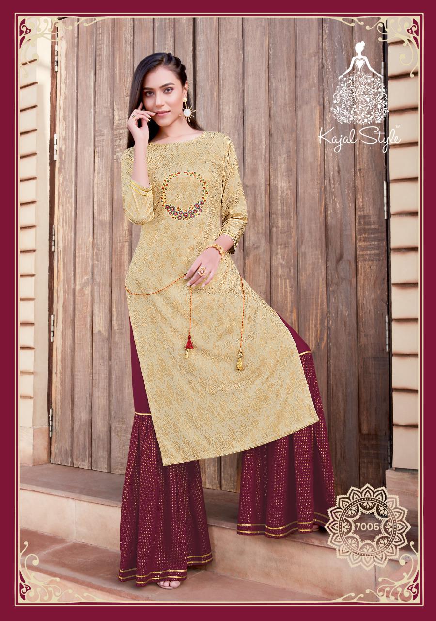 Kajal Style Fashion Label Vol 7 Designer Rayon Embroidery Kurti With Plazzo Catalog