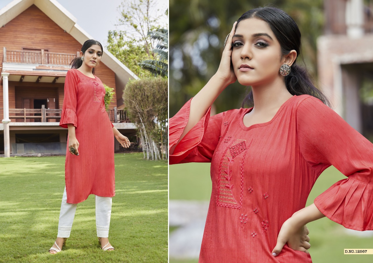 Kalaroop Broccoli Designer Rayon Kurti Wholesale Rate