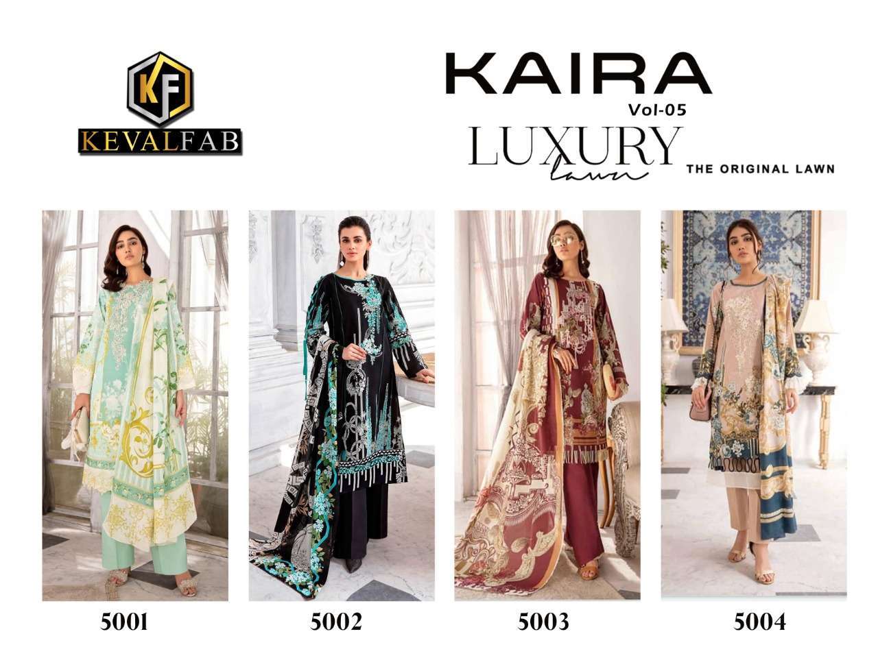 Keval Fab Kaira Vol 5 Luxury Lawn Cotton  Buy  Karachi Cotton Dress Material Wholesale