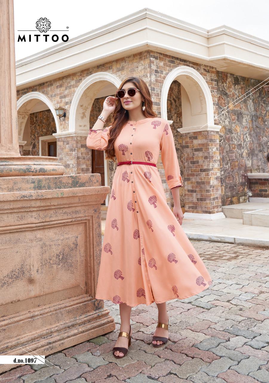 Mittoo Belt Vol  5 Fancy Rayon Print Kurti With Belt  Designer Kurtis Catalog