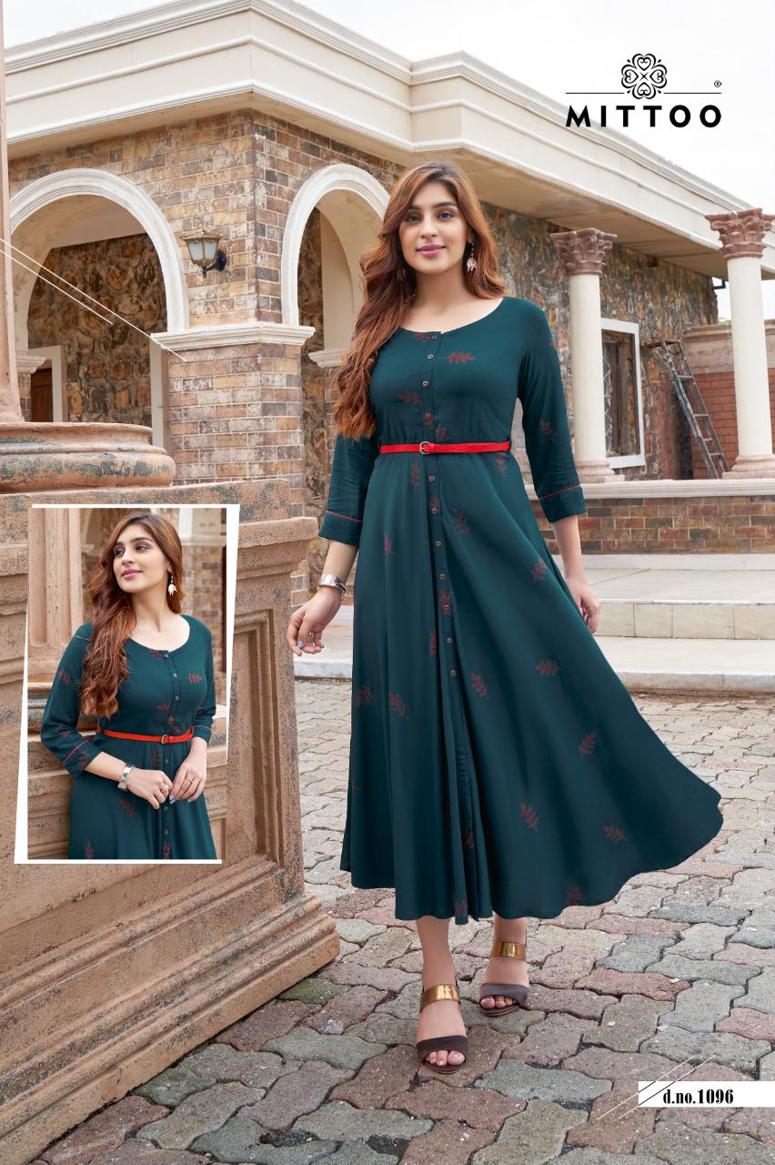 Mittoo Belt Vol  5 Fancy Rayon Print Kurti With Belt  Designer Kurtis Catalog