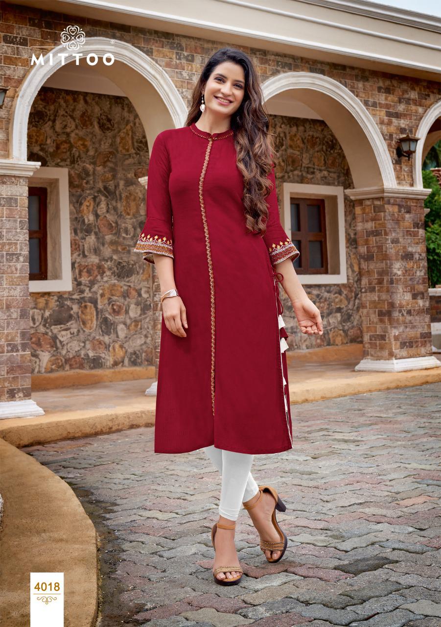 Mittoo Mayurika Vol 3 Rayon Fancy Embroidery Kurti Catalog