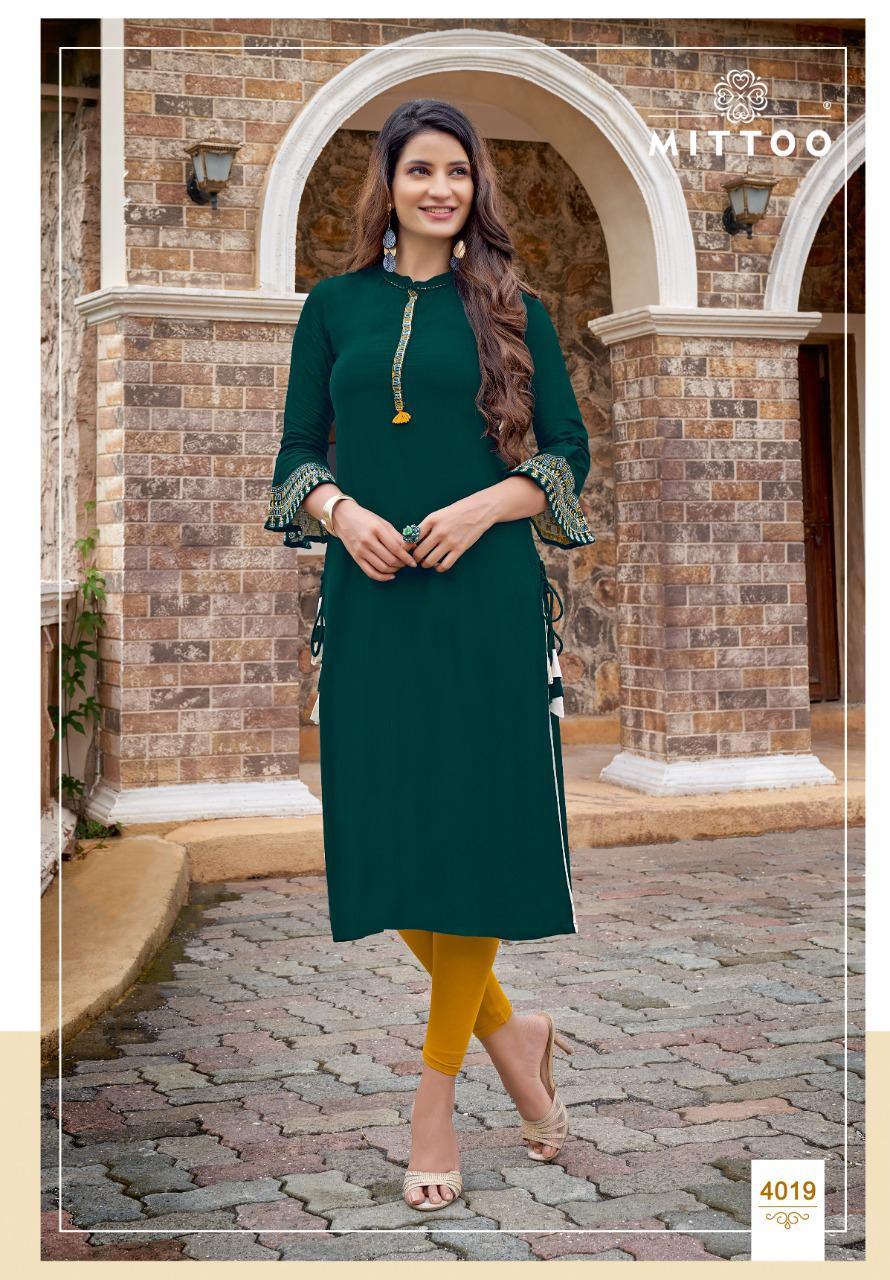 Mittoo Mayurika Vol 3 Rayon Fancy Embroidery Kurti Catalog