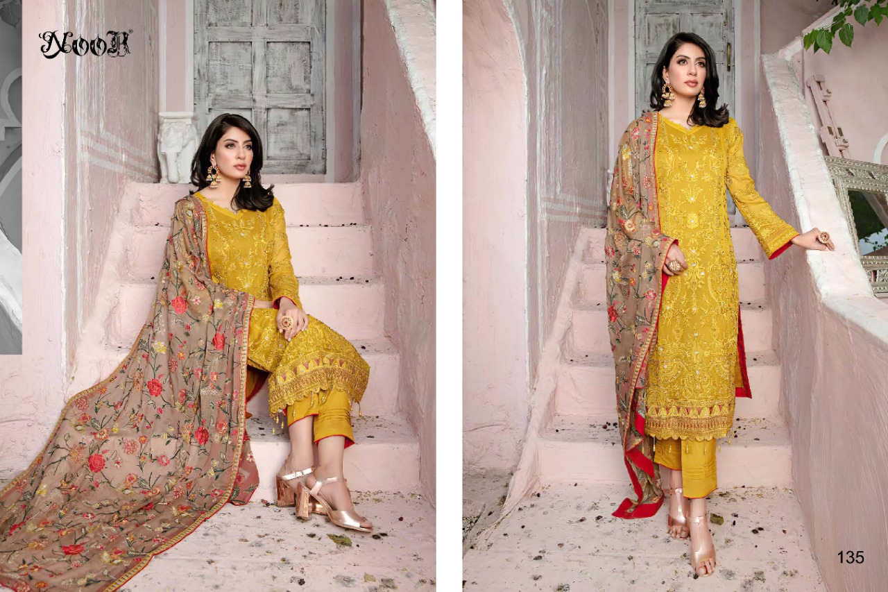 Noor Chevron Vol  3 Designer Georgette Embroidery Pakistani Salwar Suits  Catalog