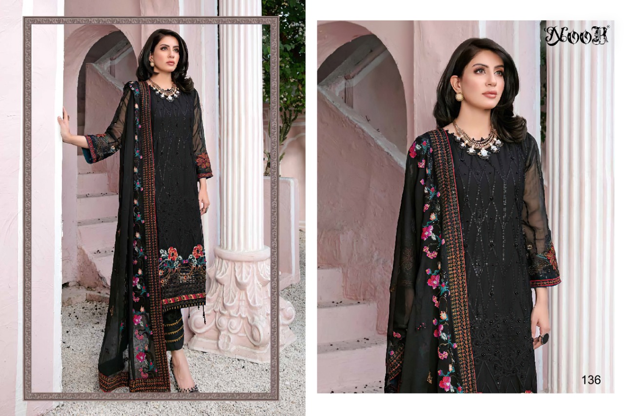 Noor Chevron Vol  3 Designer Georgette Embroidery Pakistani Salwar Suits  Catalog