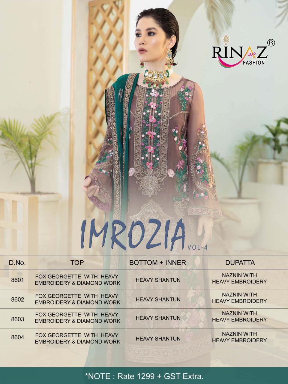 Rinaz Imrozia  Vol 4 Georgette Wear Pakistani Salwar Kameez  Catalog