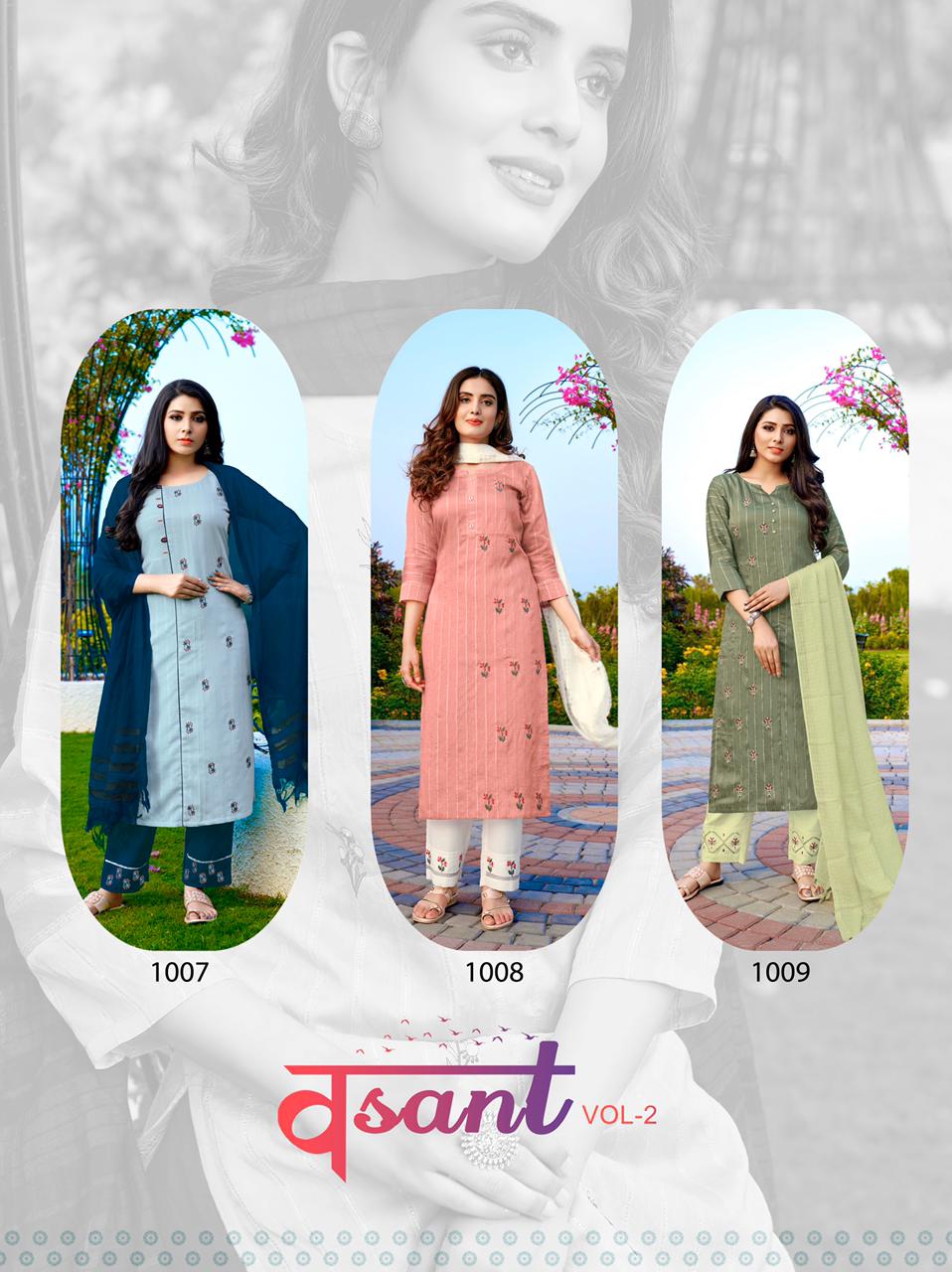 Rt Vasant Vol 2 Kurti With Bottom And Dupatta (3 Pieces) Buy Ladies Kurtis Wholesaler