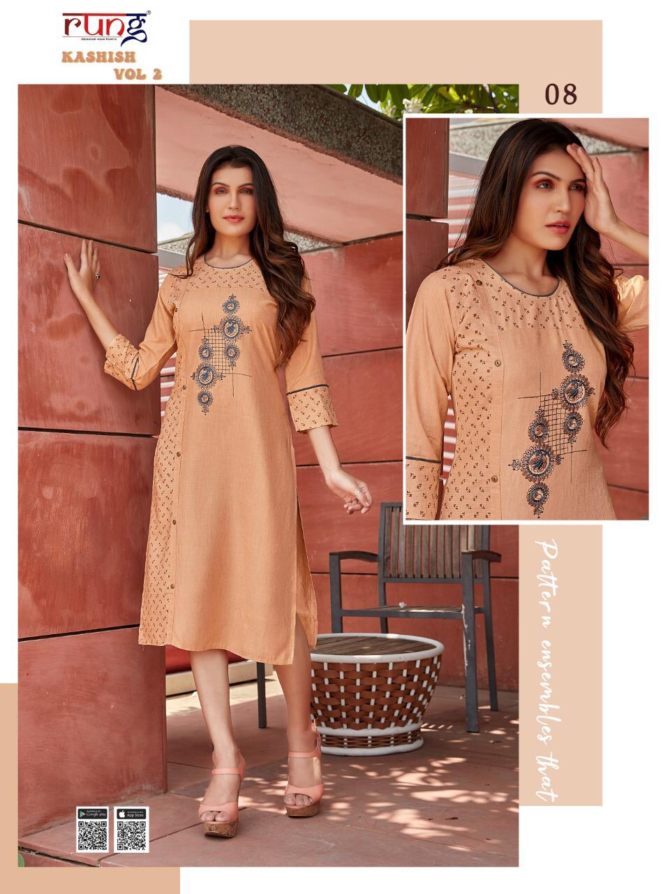 Rung Kashish Vol 2 Rayon Fancy Embroidery Kurti Catalog