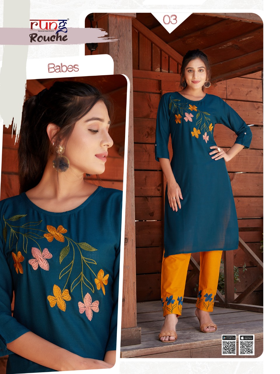 Rung  Rouche  Casual Wear Printed Kurti  With Bottom  Catalog